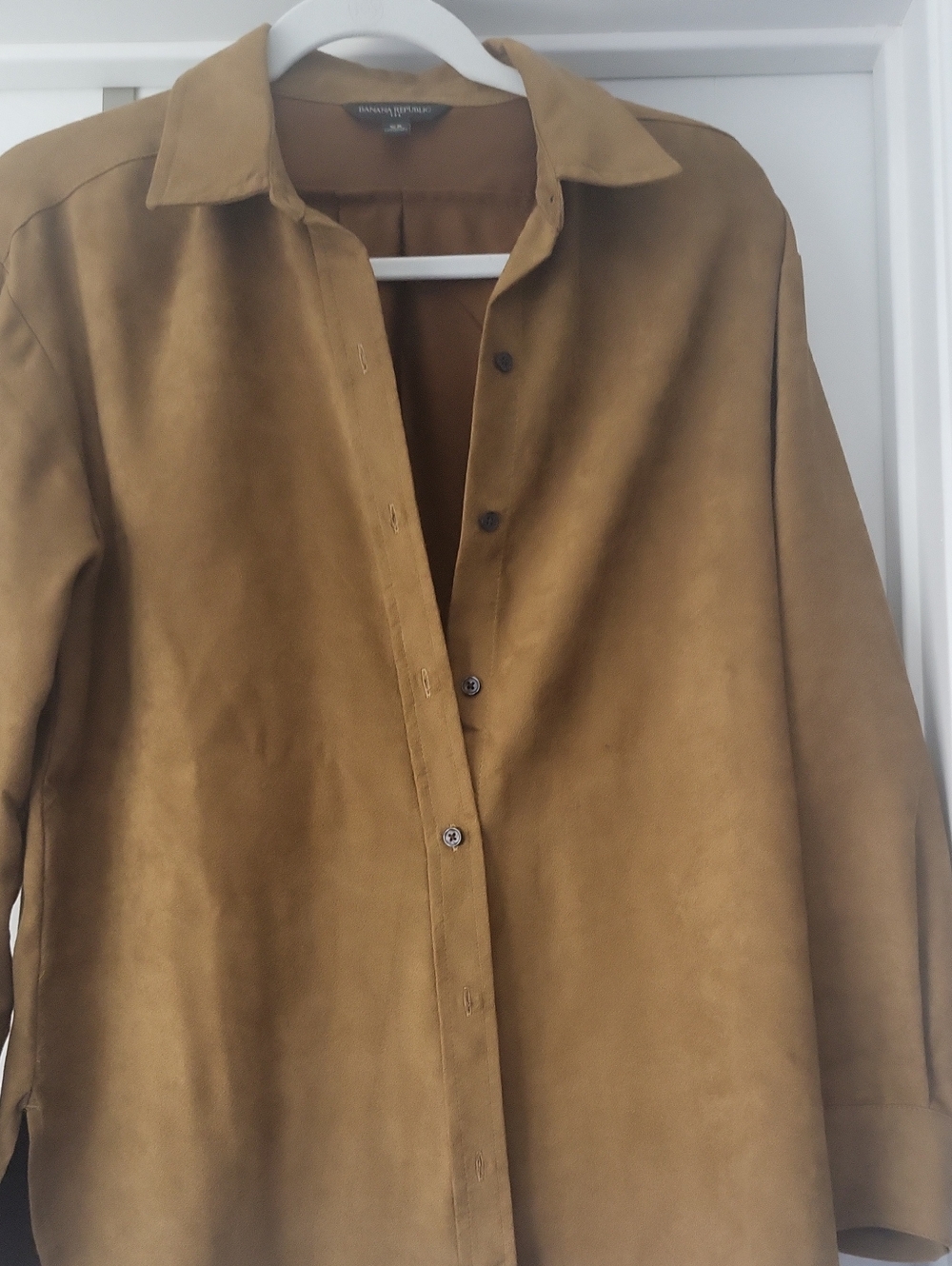 Banana Republic Suede-Look Button Front Jacket in Camel Brown